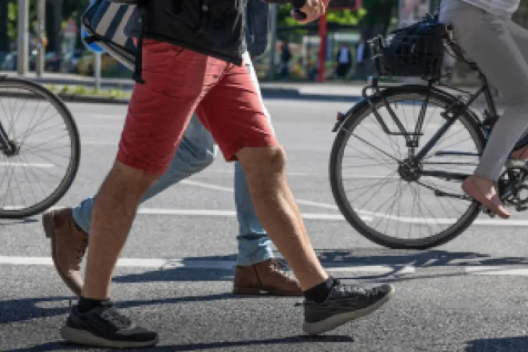 People walking and cycling