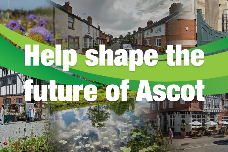 Graphic with montage of photos of Ascot. Help shape the future of Ascot.