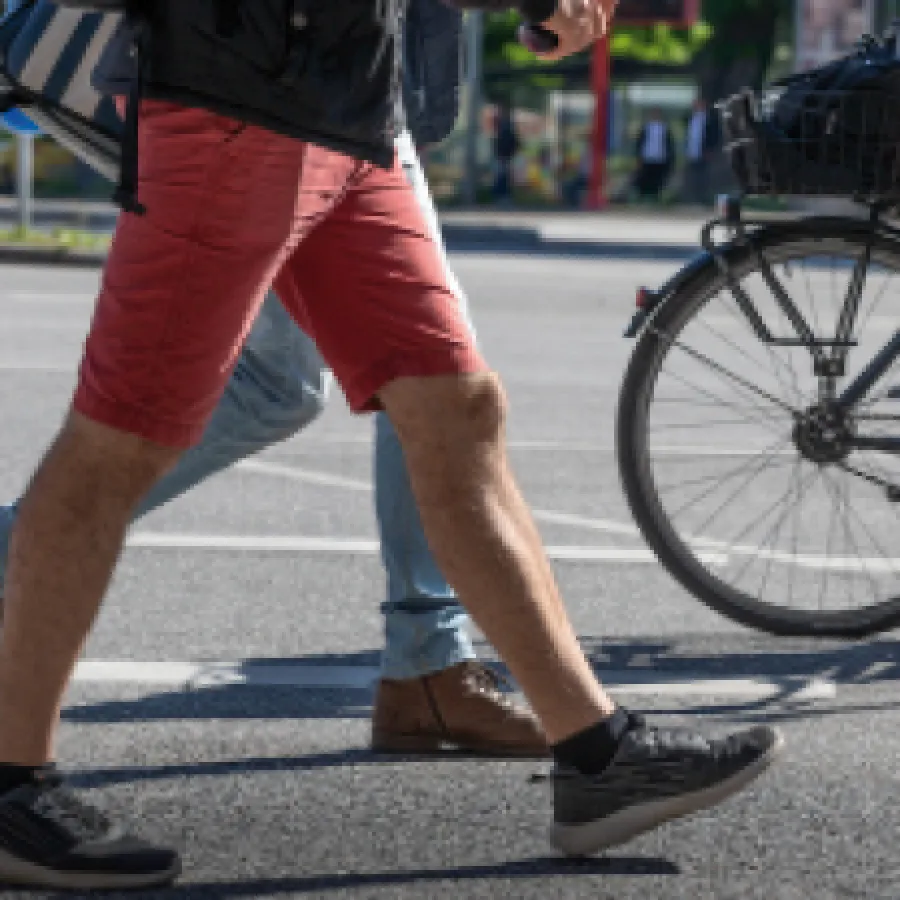 People walking and cycling