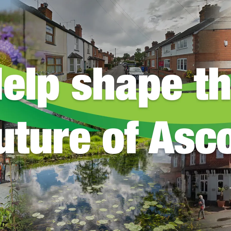 Graphic with montage of photos of Ascot. Help shape the future of Ascot.