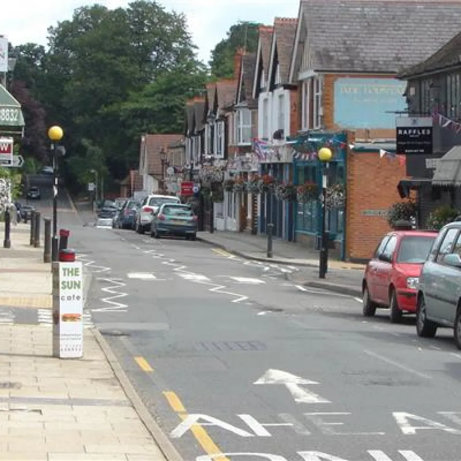 Photo of Sunninghill High Street with parked cars